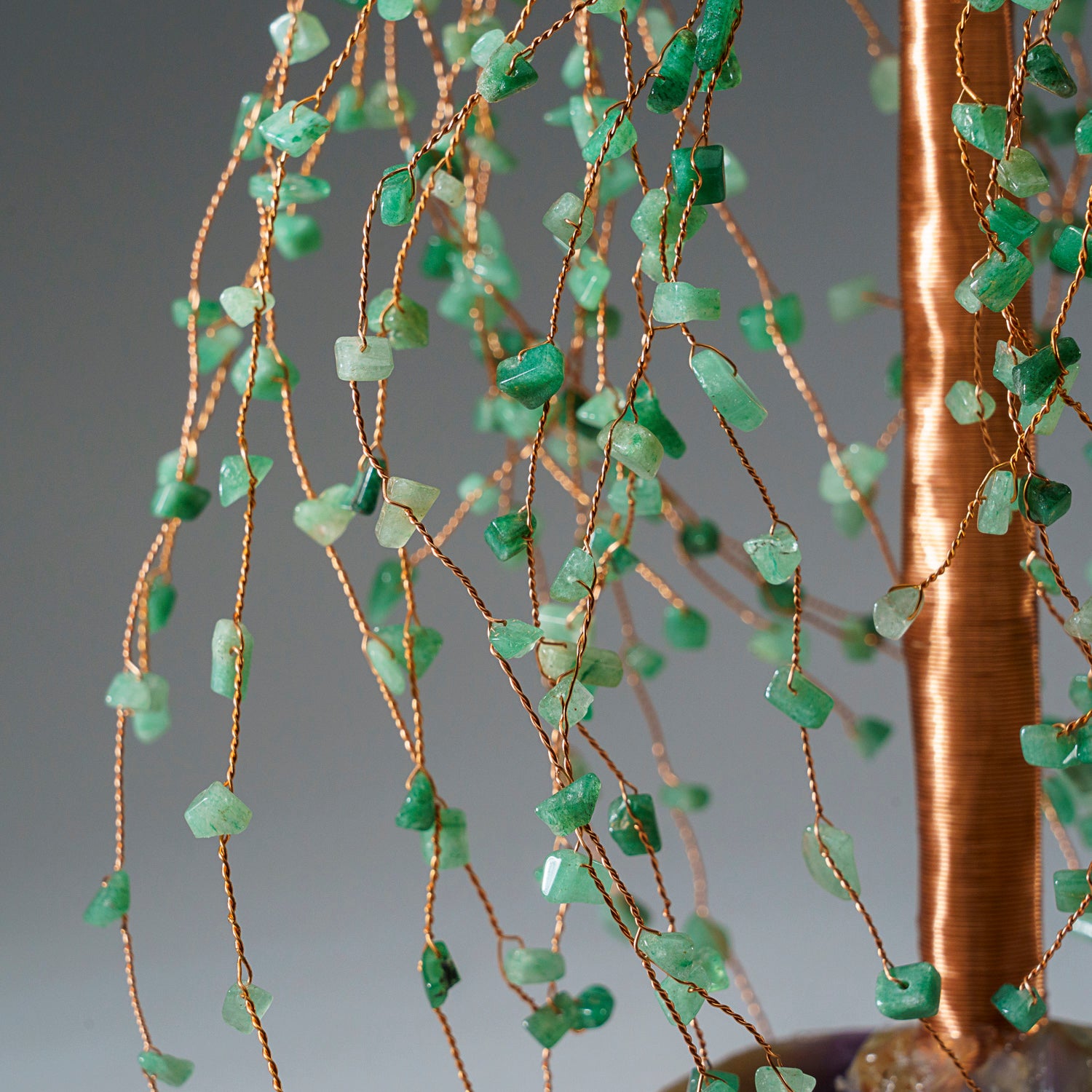 Genuine Green Aventurine Gemstone Willow Tree on Fluorite Base (12”)