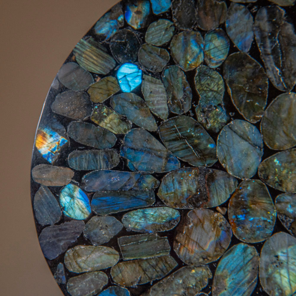 Polished Labradorite Mosaic Plate, Large Coaster (2 lbs)