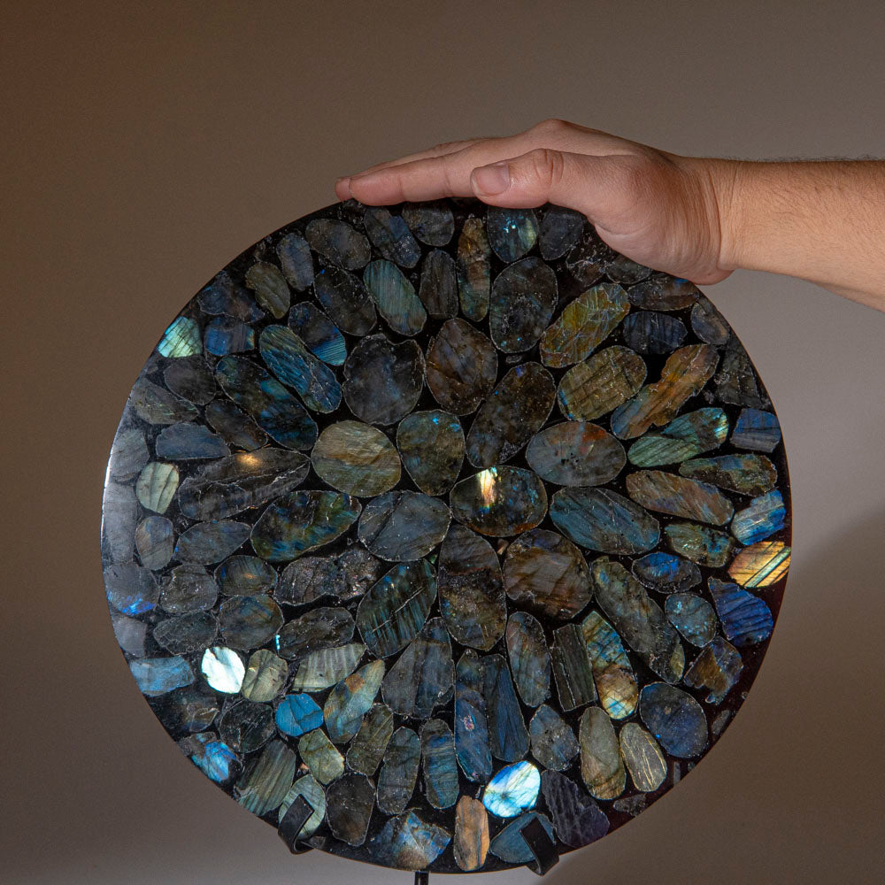 Polished Labradorite Mosaic Plate, Large Coaster (2 lbs)