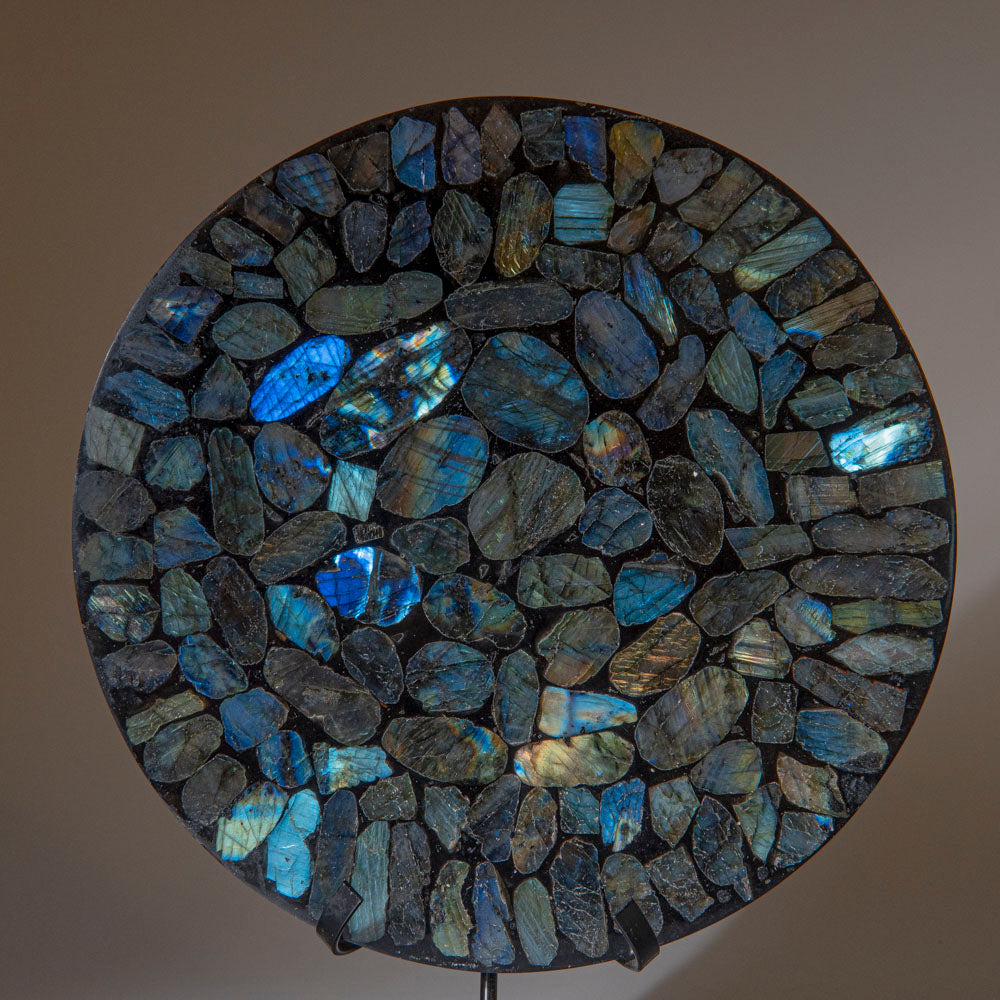 Polished Labradorite Mosaic Plate, Large Coaster (2 lbs)