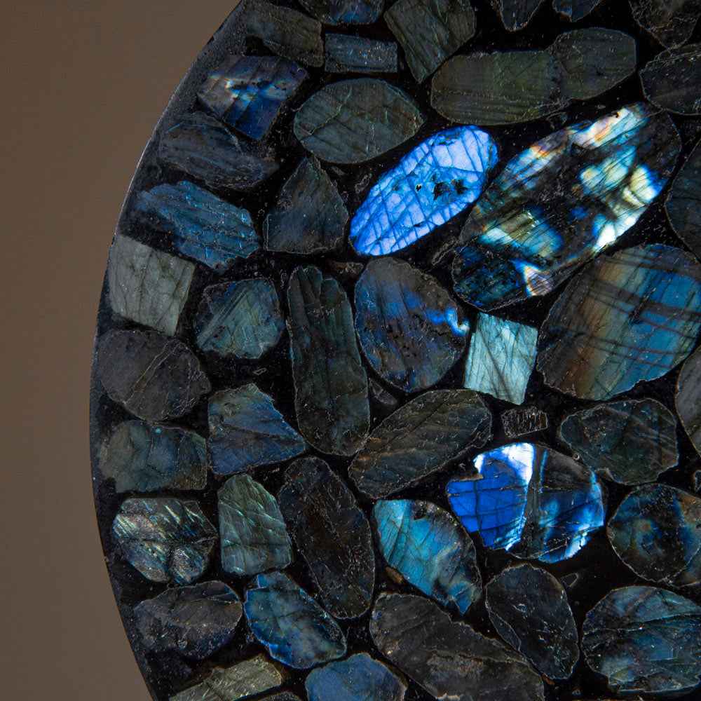 Polished Labradorite Mosaic Plate, Large Coaster (2 lbs)
