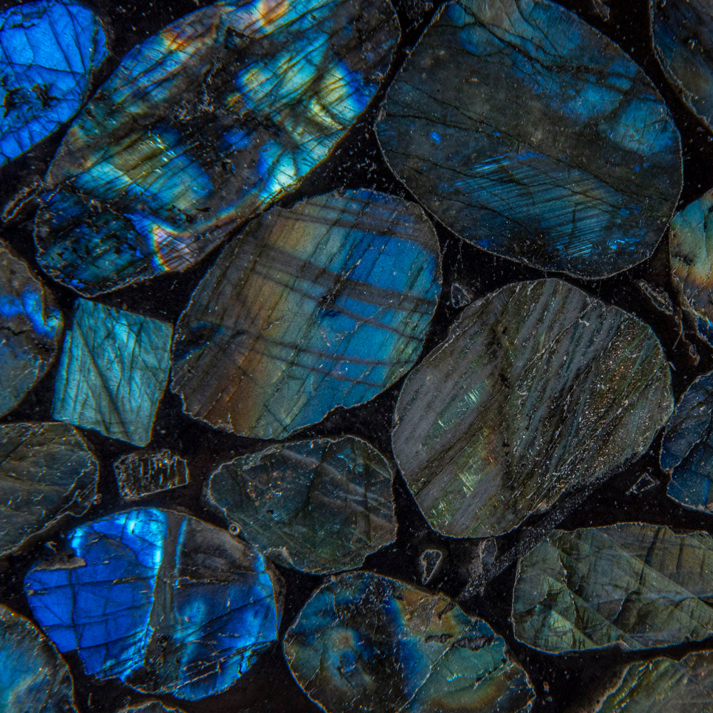 Polished Labradorite Mosaic Plate, Large Coaster (2 lbs)