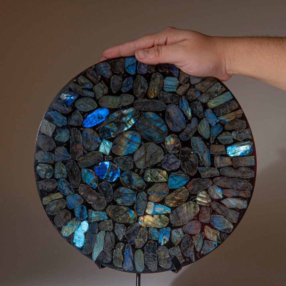Polished Labradorite Mosaic Plate, Large Coaster (2 lbs)