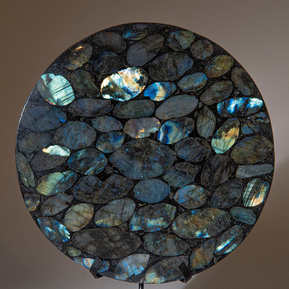 Polished Labradorite Mosaic Plate, Large Coaster (2 lbs)
