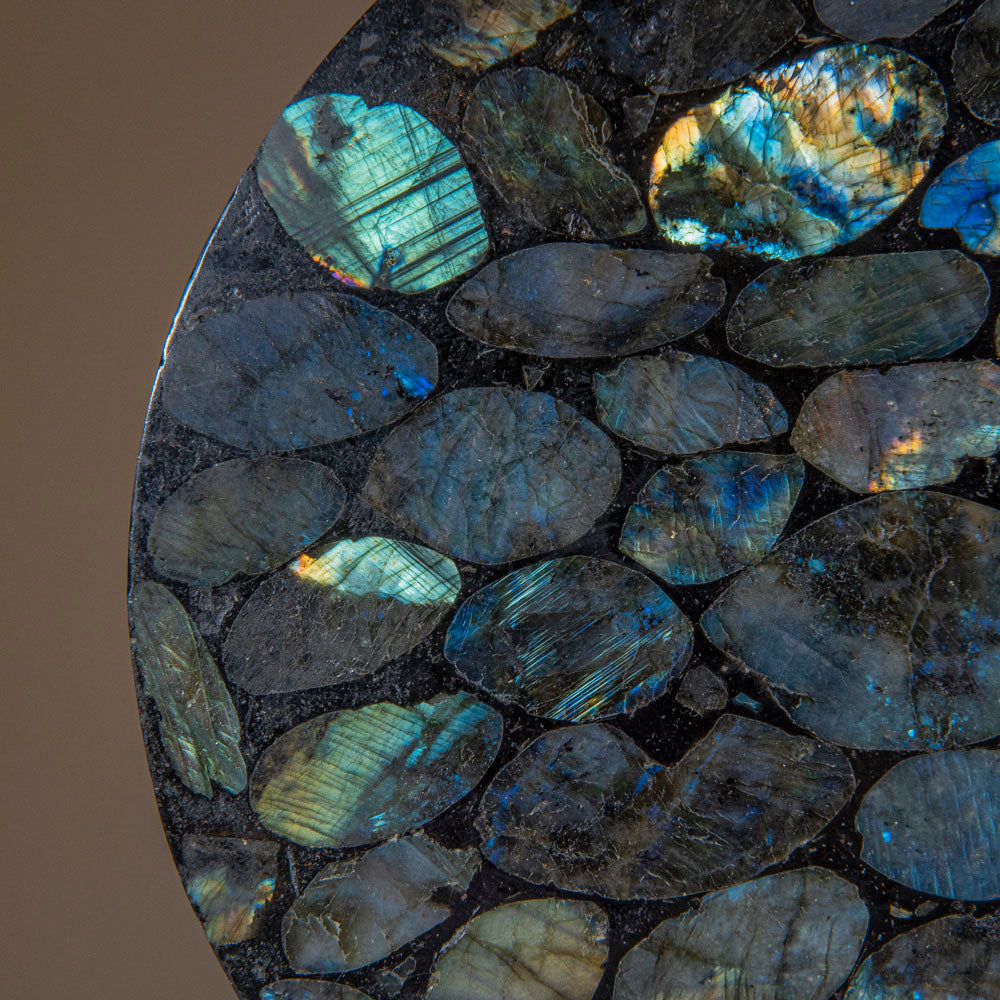 Polished Labradorite Mosaic Plate, Large Coaster (2 lbs)