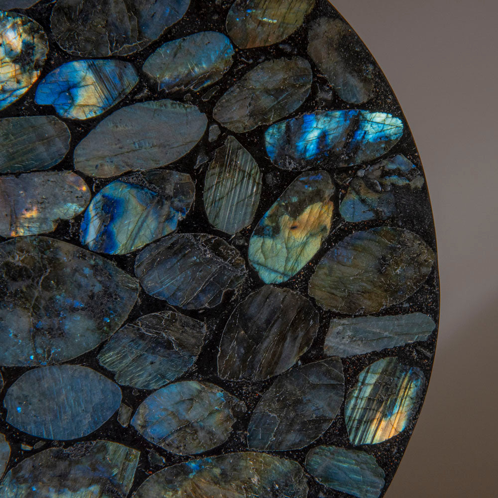 Polished Labradorite Mosaic Plate, Large Coaster (2 lbs)
