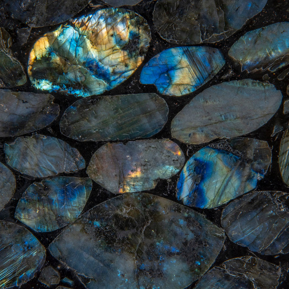 Polished Labradorite Mosaic Plate, Large Coaster (2 lbs)