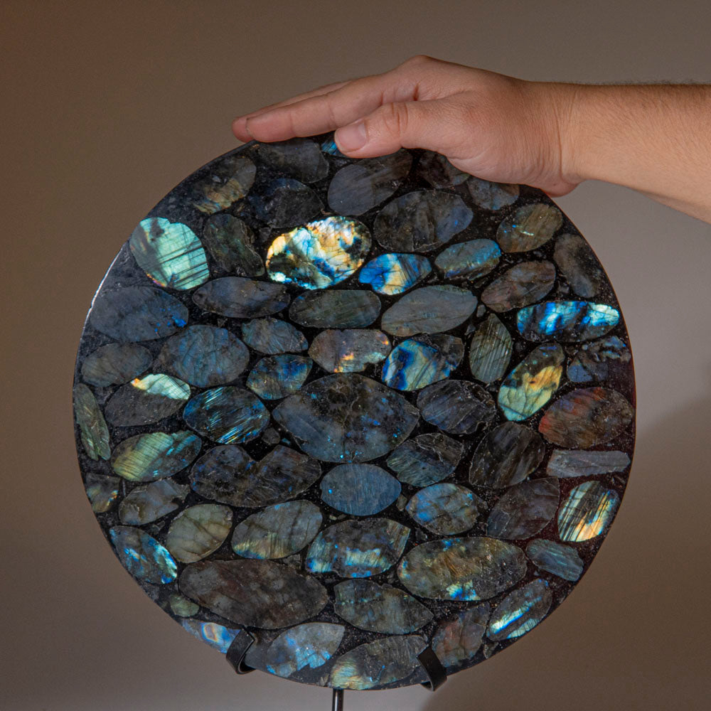 Polished Labradorite Mosaic Plate, Large Coaster (2 lbs)