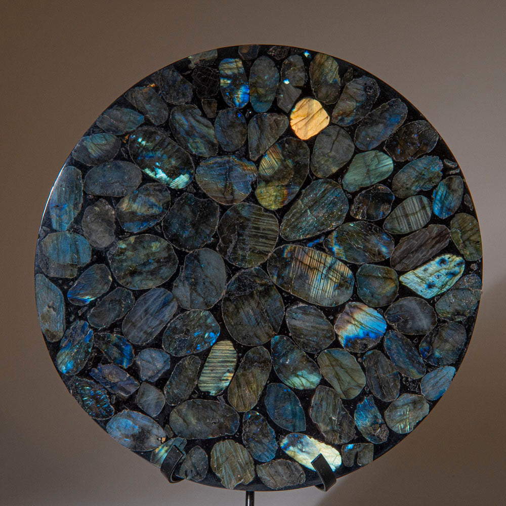 Polished Labradorite Mosaic Plate, Large Coaster (1.8 lbs)