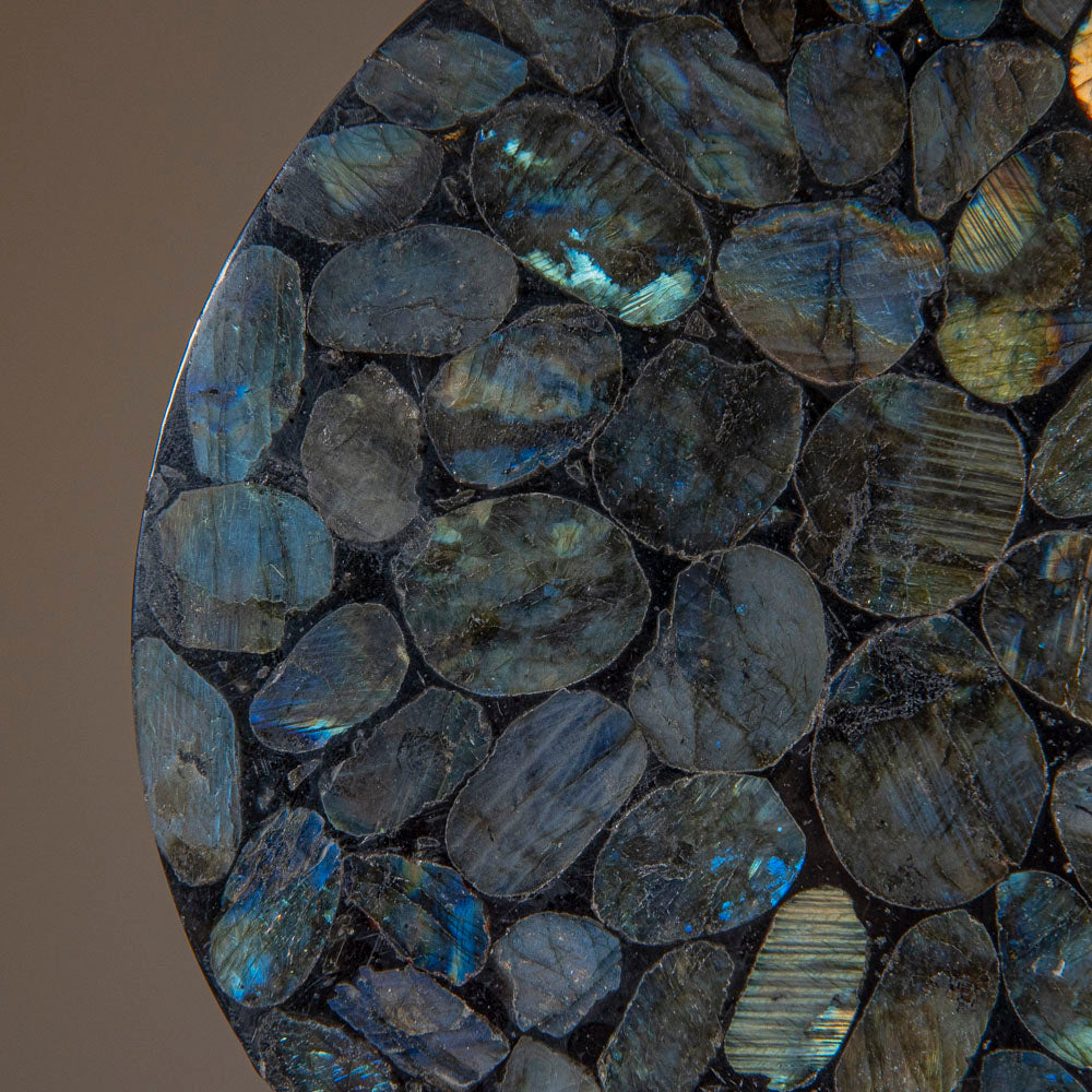 Polished Labradorite Mosaic Plate, Large Coaster (1.8 lbs)