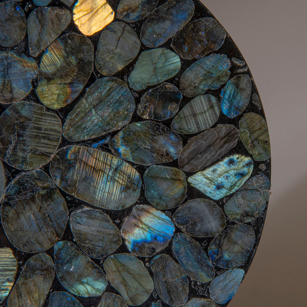 Polished Labradorite Mosaic Plate, Large Coaster (1.8 lbs)