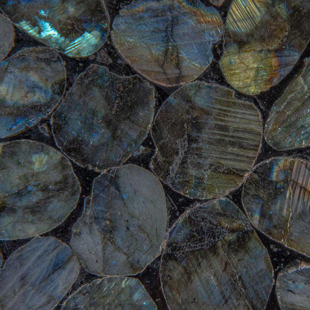 Polished Labradorite Mosaic Plate, Large Coaster (1.8 lbs)