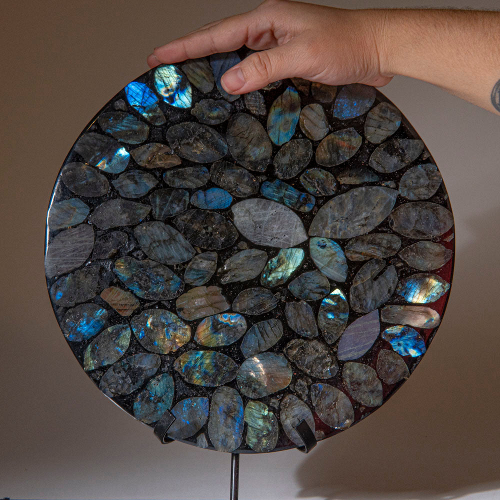Polished Labradorite Mosaic Plate, Large Coaster (2 lbs)