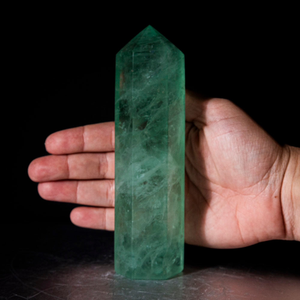 Polished Green Fluorite Point From Mexico (376 grams)