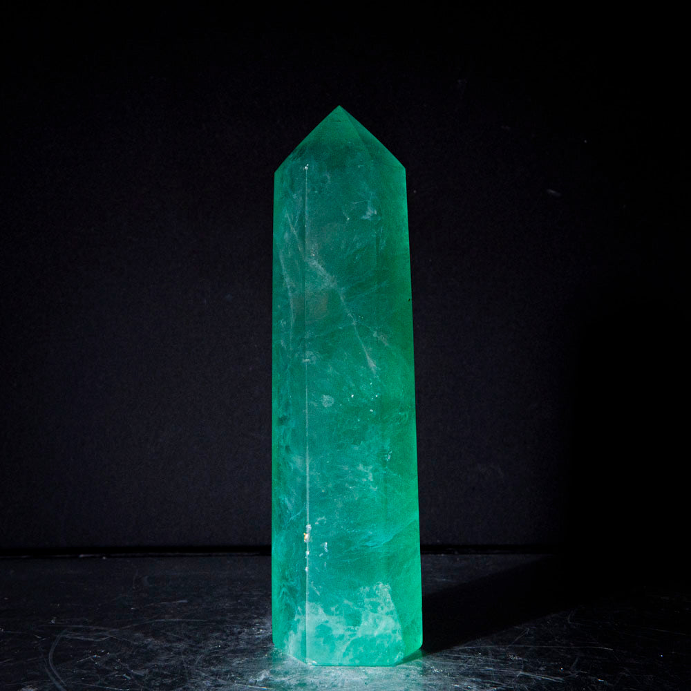 Polished Green Fluorite Point From Mexico (416 grams)