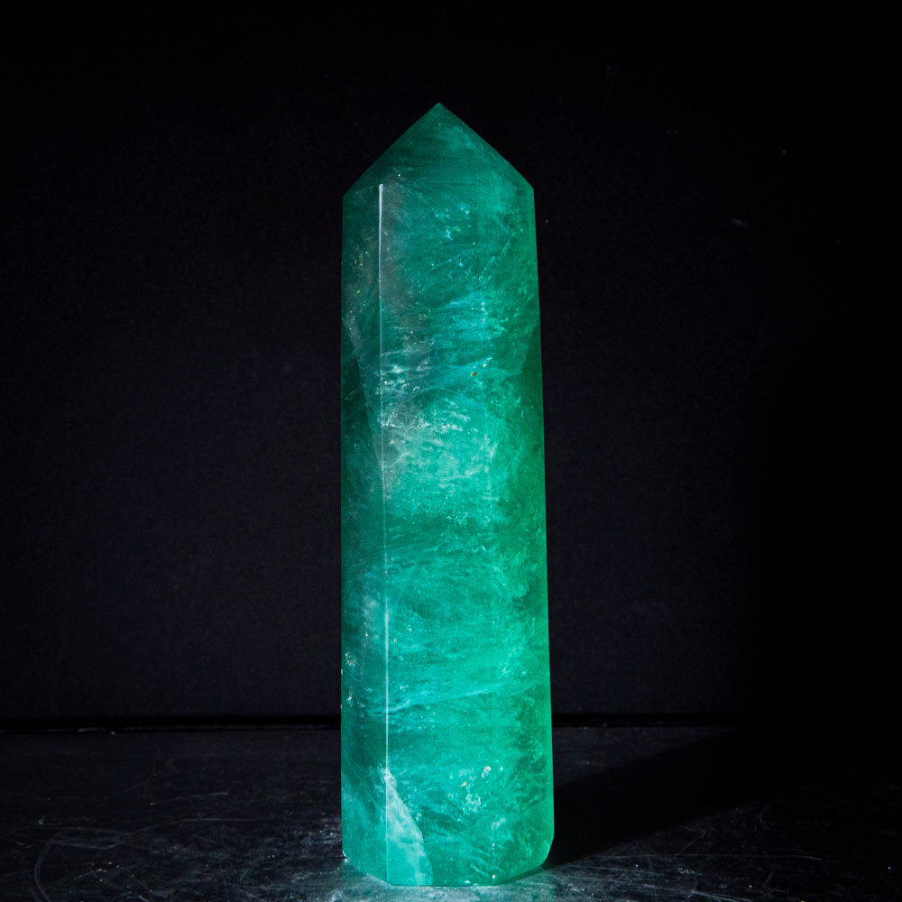 Polished Green Fluorite Point From Mexico (416 grams)