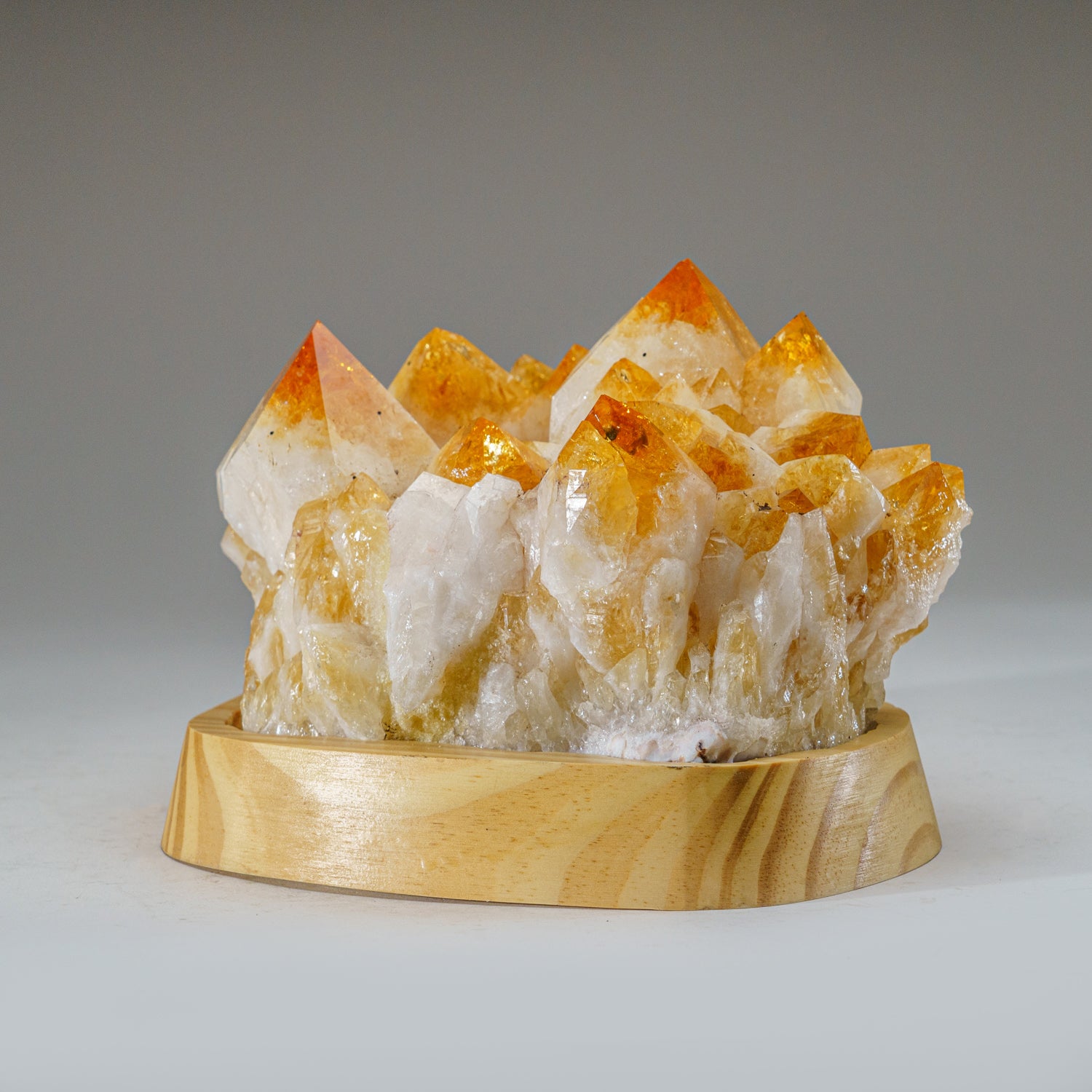 Genuine Citrine Quartz Crystal Cluster on Custom Wooden Stand (13.4 lbs)