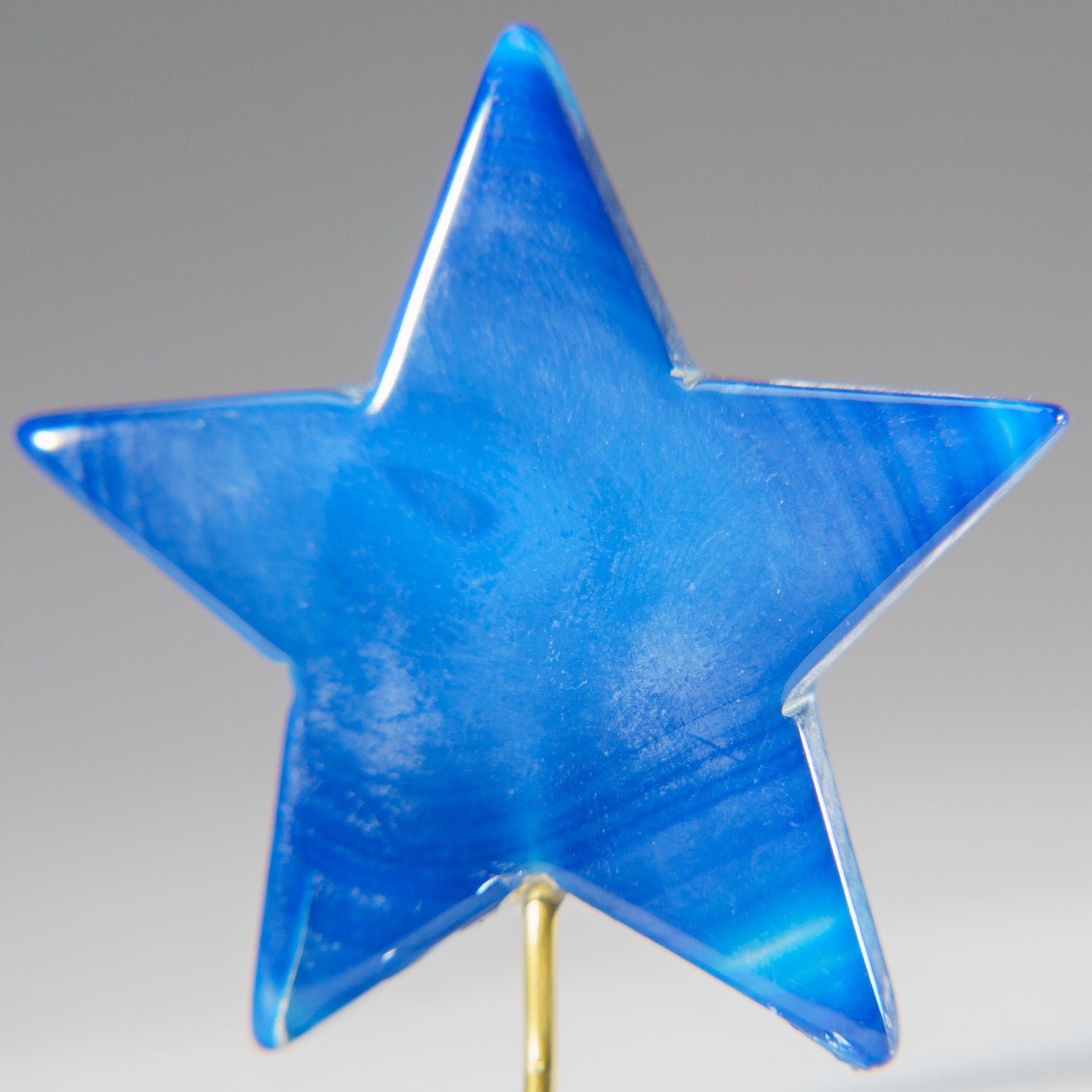 Polished Blue Agate Star on Custom Metal Stand (33.9 grams)