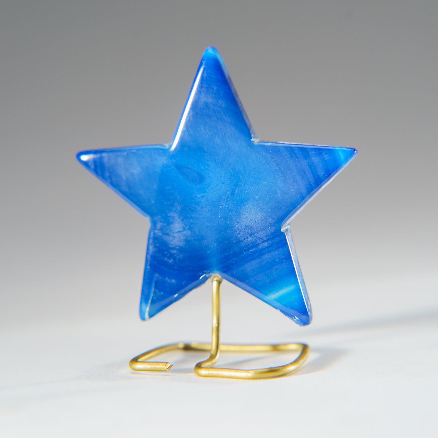 Polished Blue Agate Star on Custom Metal Stand (33.9 grams)