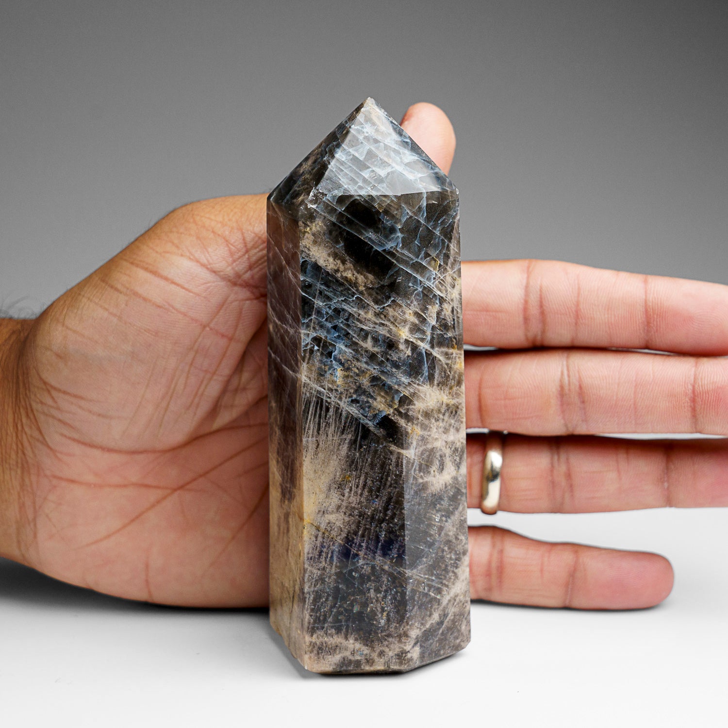 Genuine Polished Black Moonstone Point (.8 lbs)