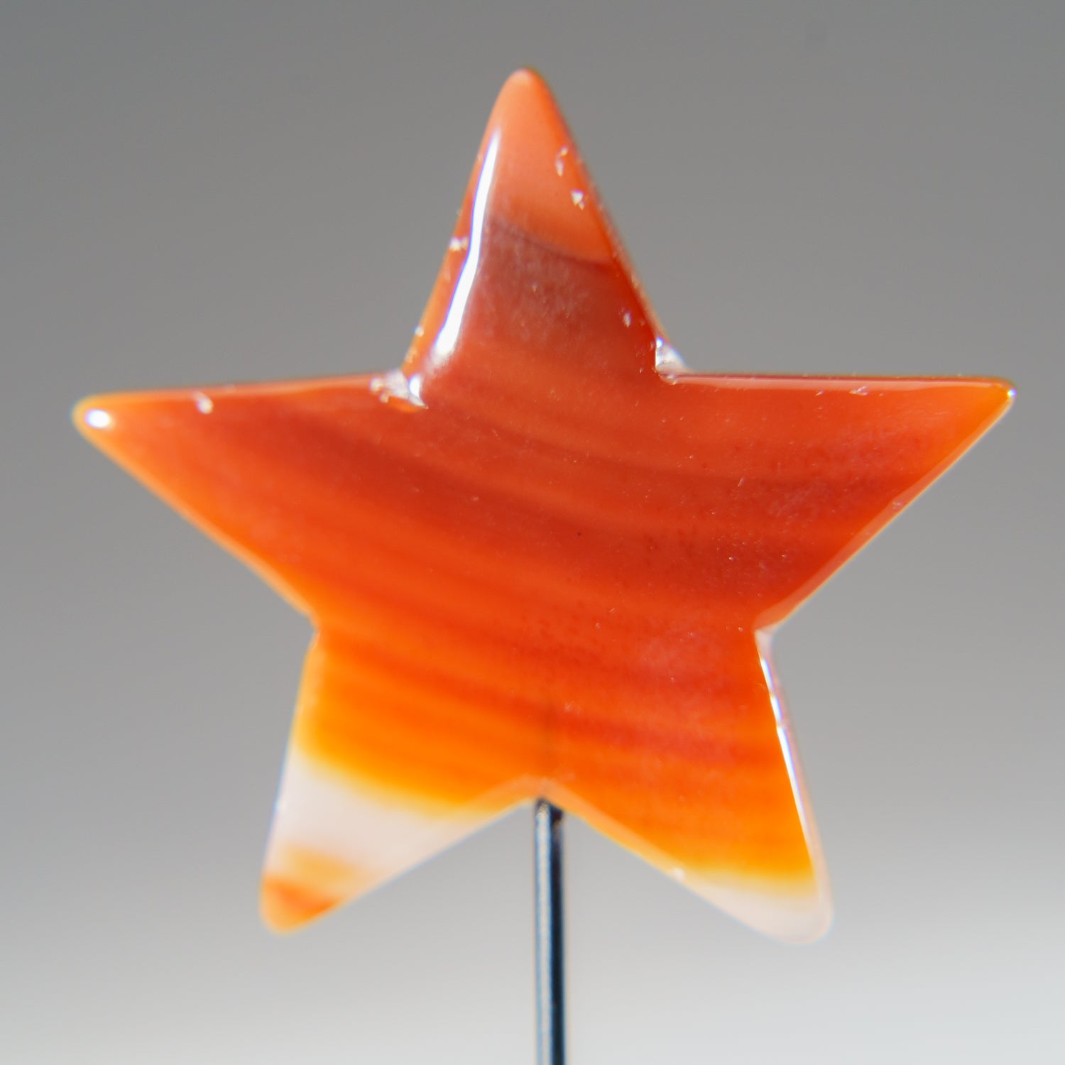 Polished Carnelian Agate Star on Custom Metal Stand (30 grams)