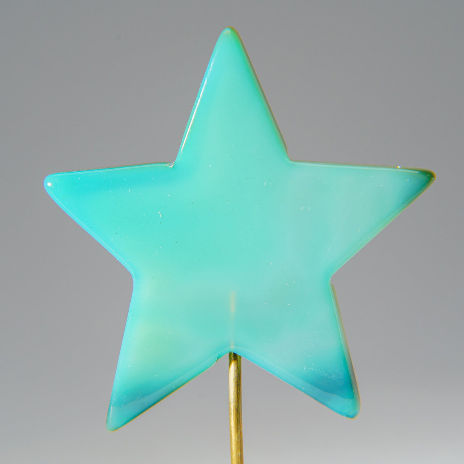 Polished Green Agate Star on Custom Metal Stand (35.7 grams)