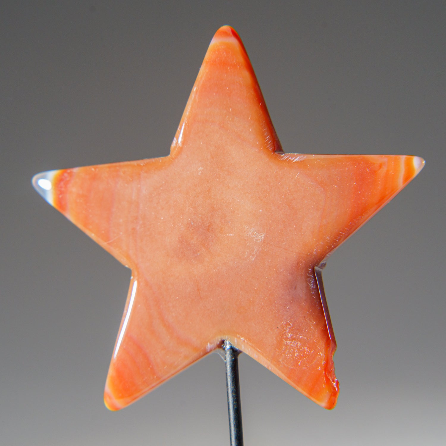 Polished Red Agate Star on Custom Metal Stand (24.9 grams)