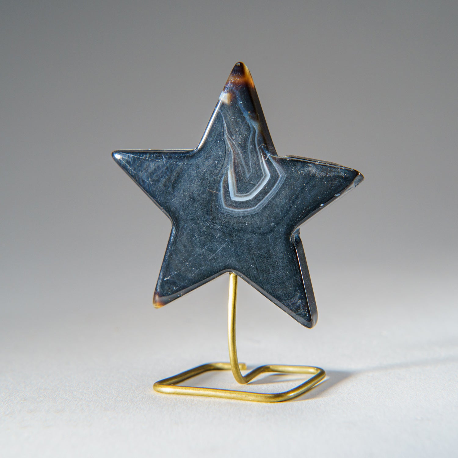 Polished Agate Star on Custom Metal Stand (38.2 grams)
