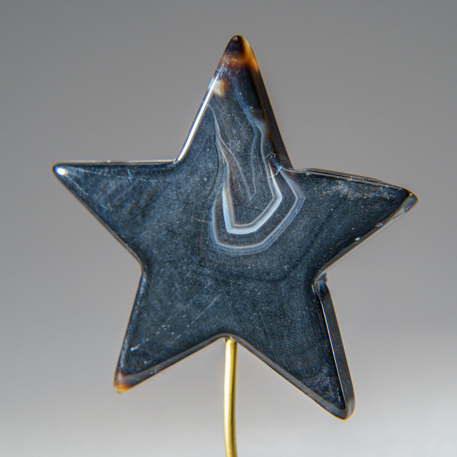 Polished Agate Star on Custom Metal Stand (38.2 grams)