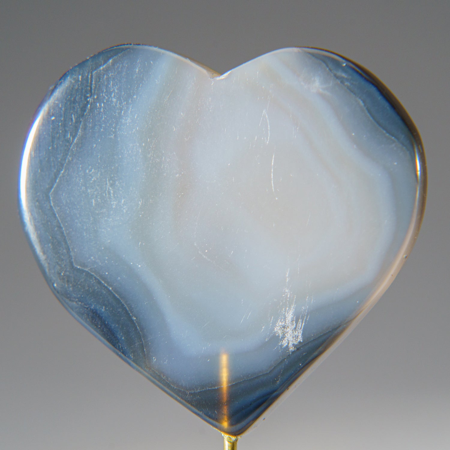 Polished Agate Heart on Custom Metal Stand (54.4 grams)