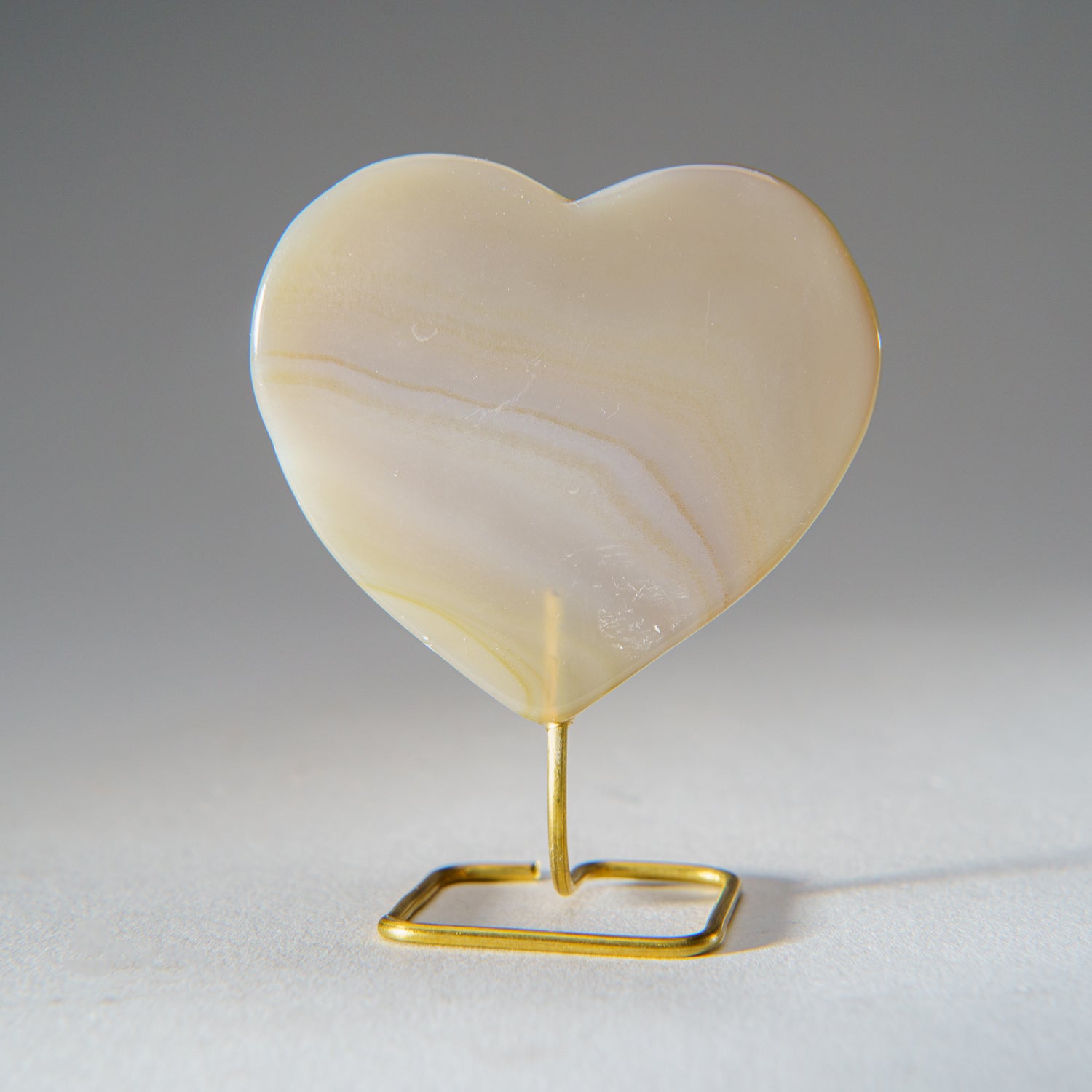Polished Banded Agate Heart on Custom Metal Stand (53 grams)