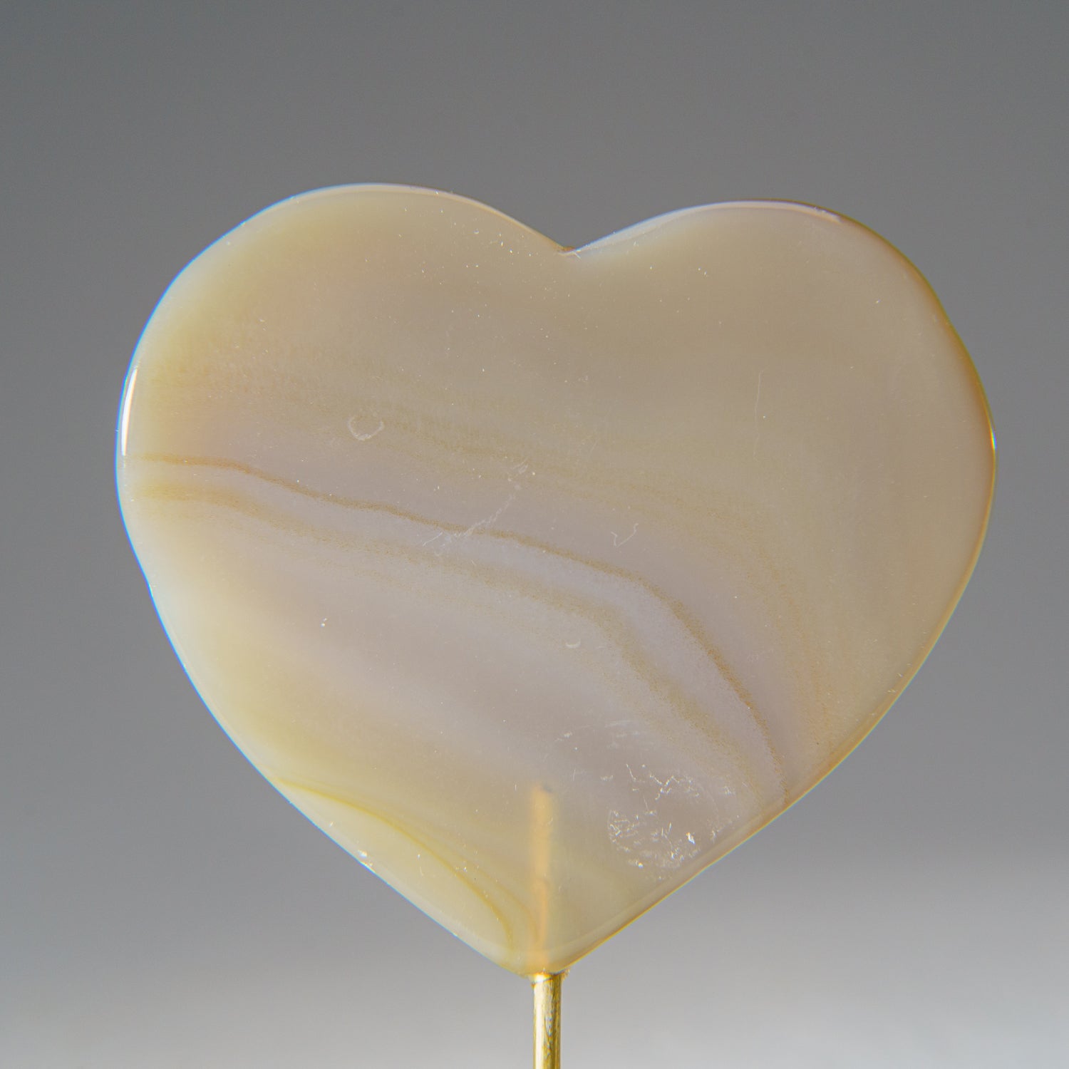 Polished Banded Agate Heart on Custom Metal Stand (53 grams)