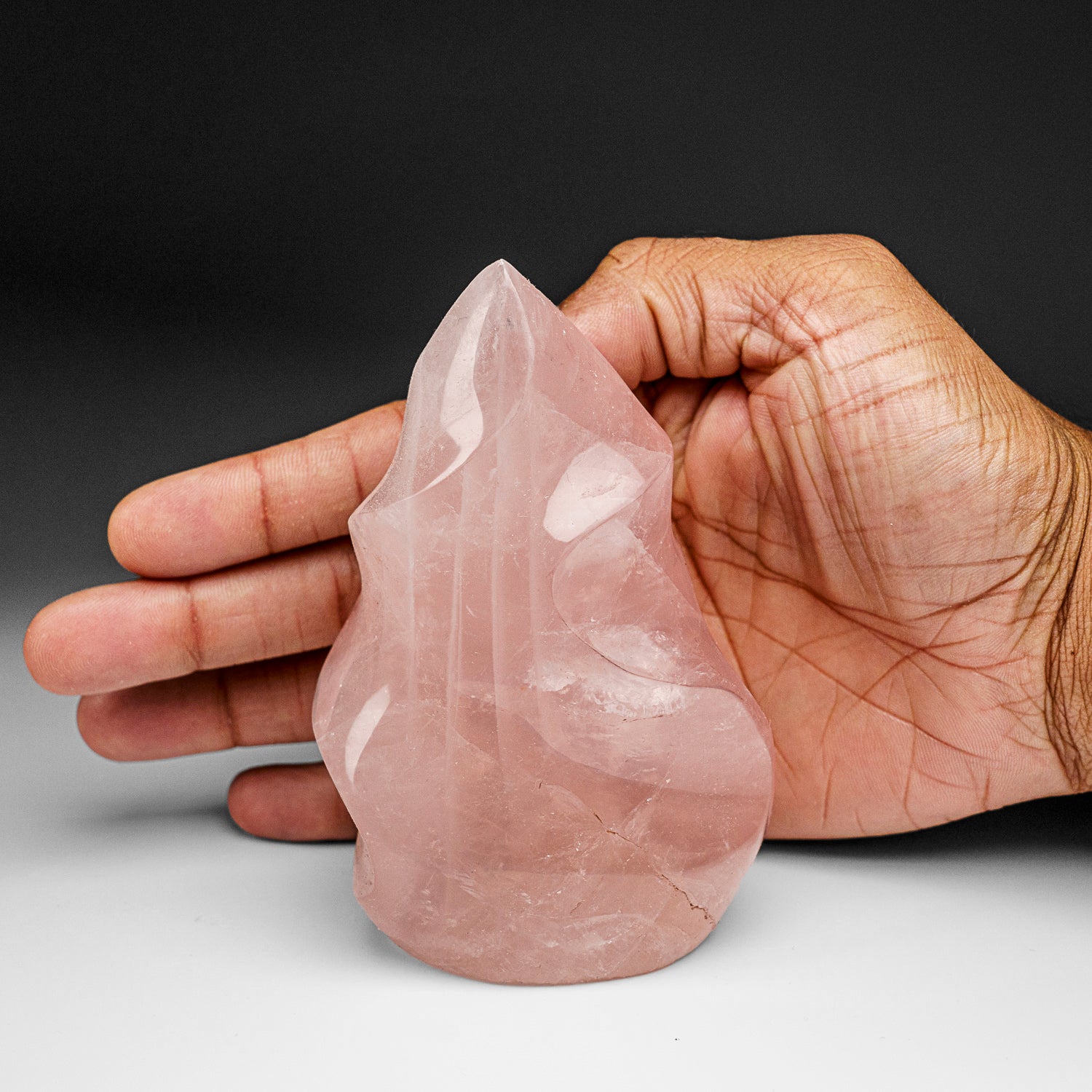 Polished Rose Quartz Flame Freeform From Brazil (1.1 lbs)