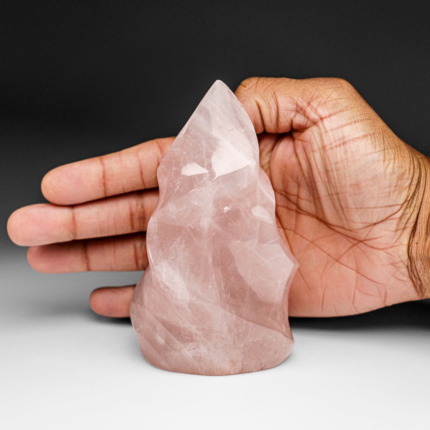 Polished Rose Quartz Flame Freeform From Brazil (1.2 lbs)