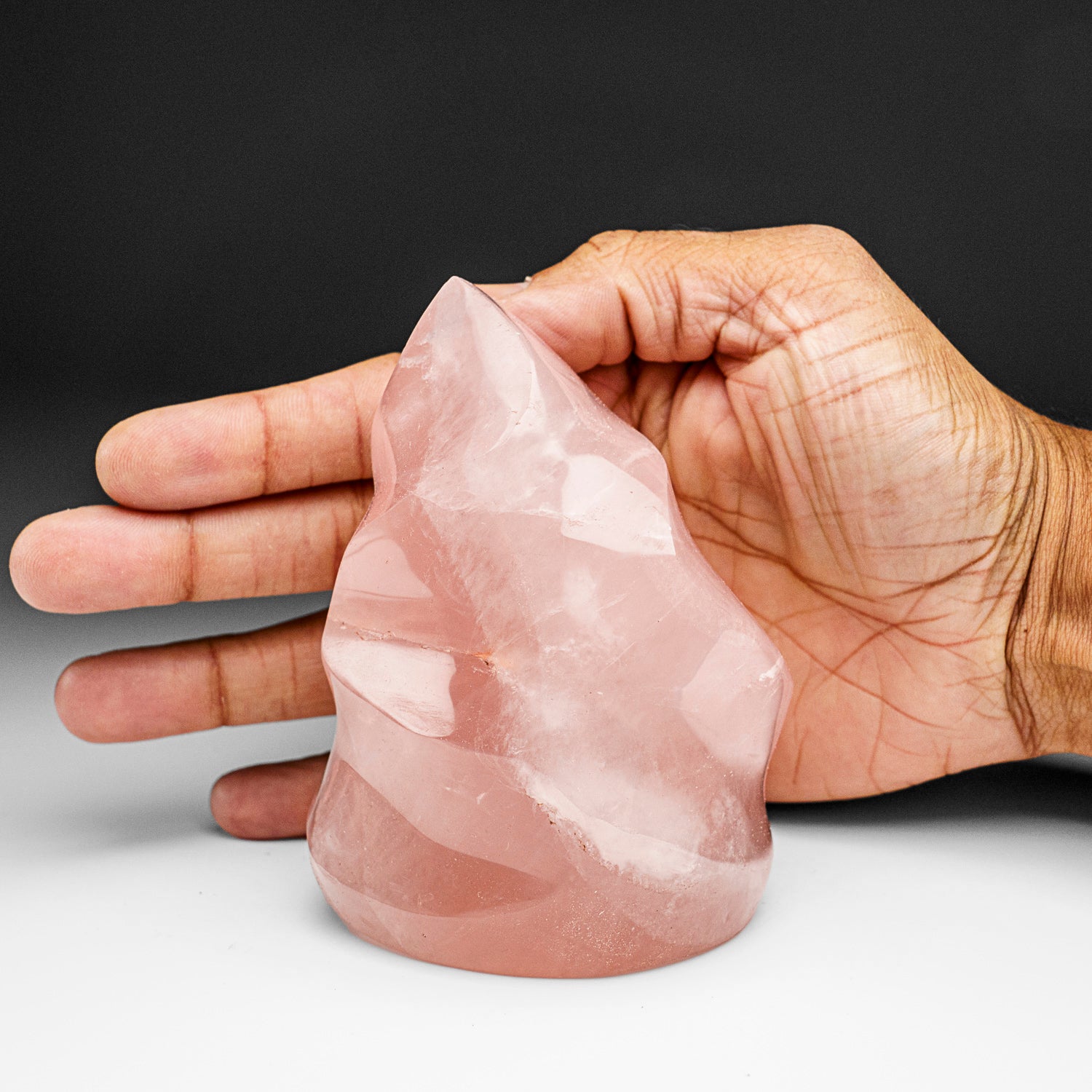 Polished Rose Quartz Flame Freeform From Brazil (1.4 lbs)