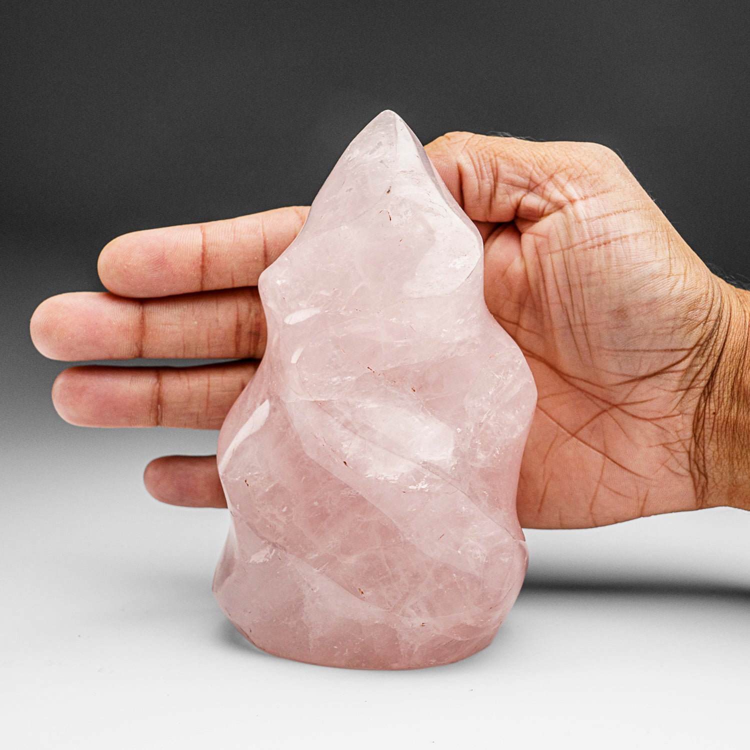 Polished Rose Quartz Flame Freeform From Brazil (1.5 lbs)