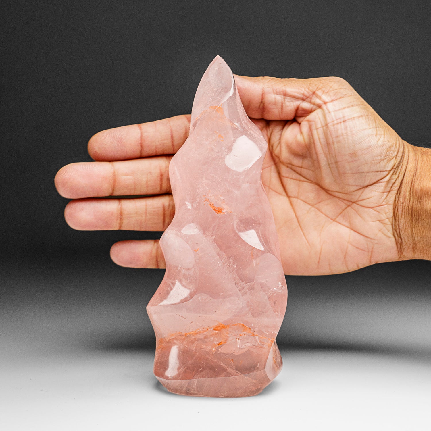 Polished Rose Quartz Flame Freeform From Brazil (1.4 lbs)