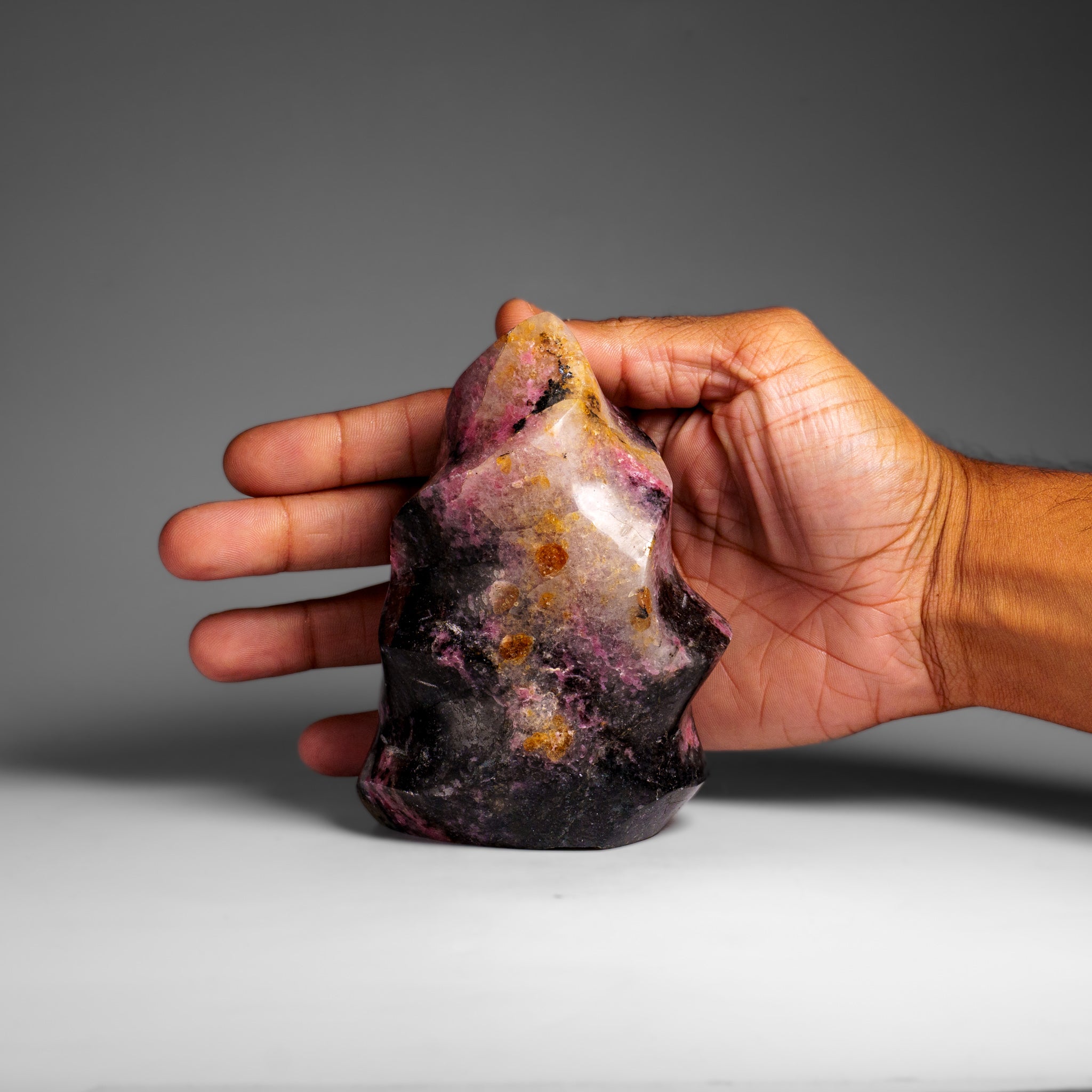 Polished Imperial Rhodonite Flame Freeform from Madagascar (1.7 lbs)