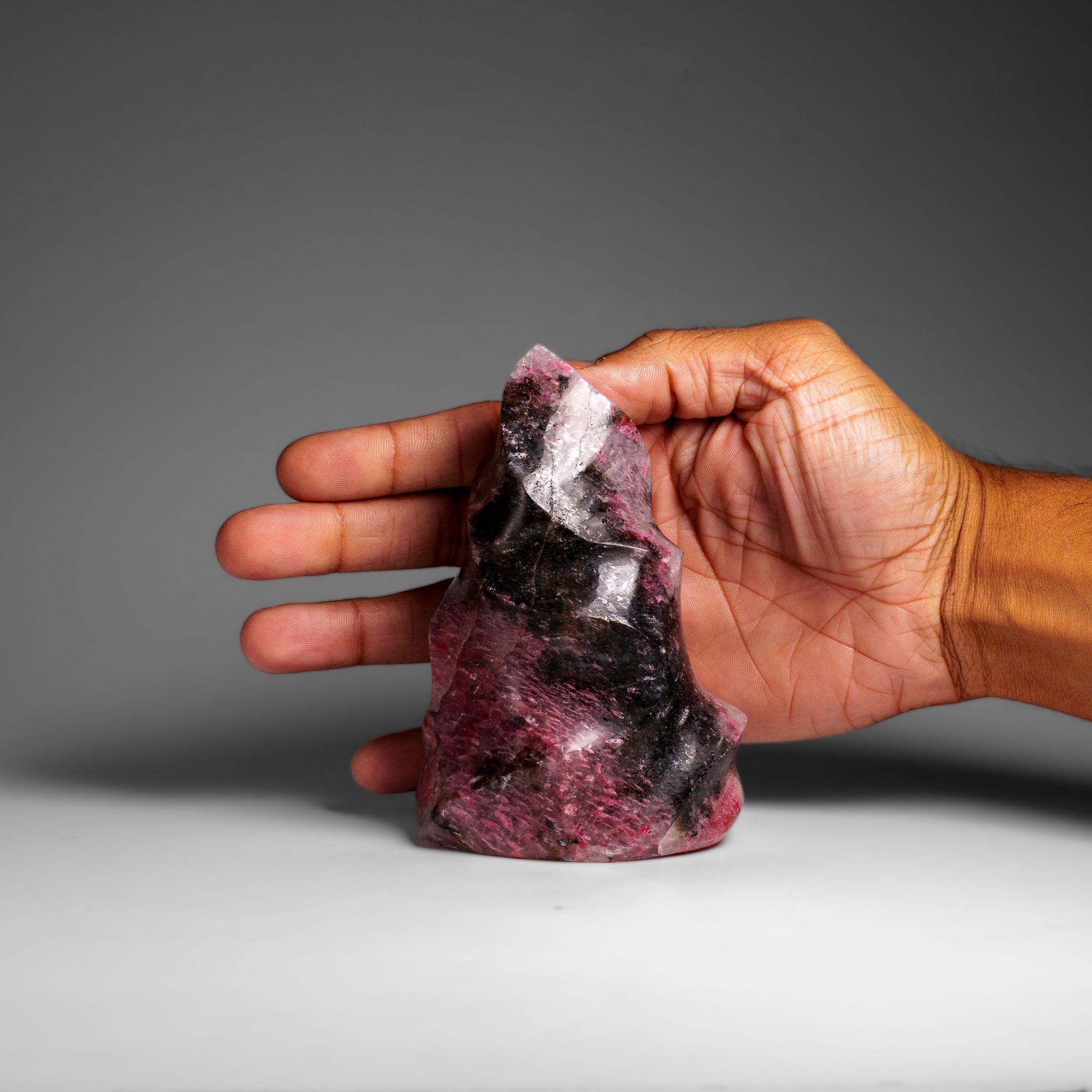 Polished Imperial Rhodonite Flame Freeform from Madagascar (1.4 lbs)