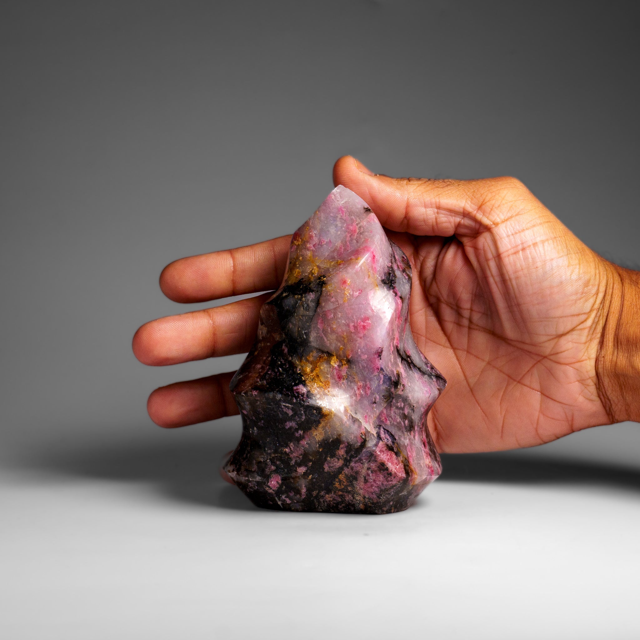 Polished Imperial Rhodonite Flame Freeform from Madagascar (1.7 lbs)