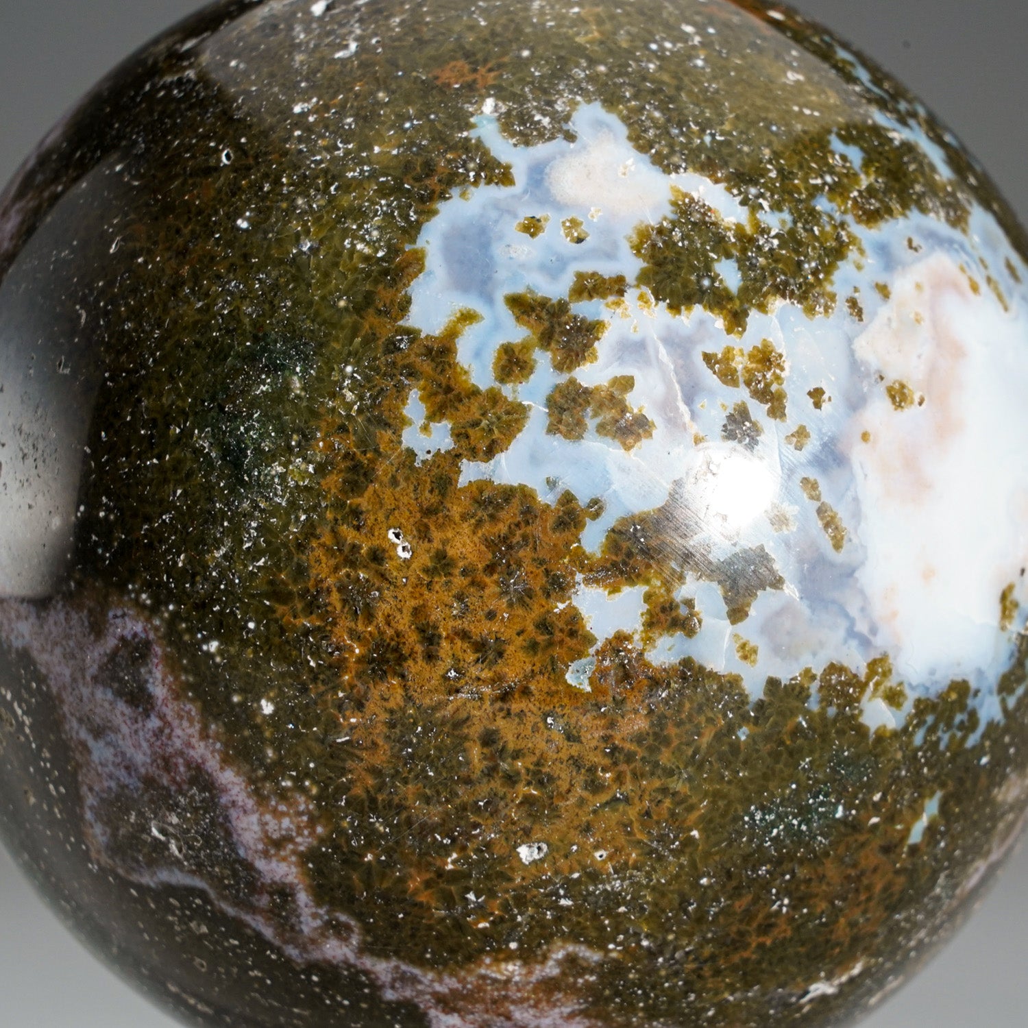 Genuine Polished Ocean Jasper Sphere (2.1 lbs)
