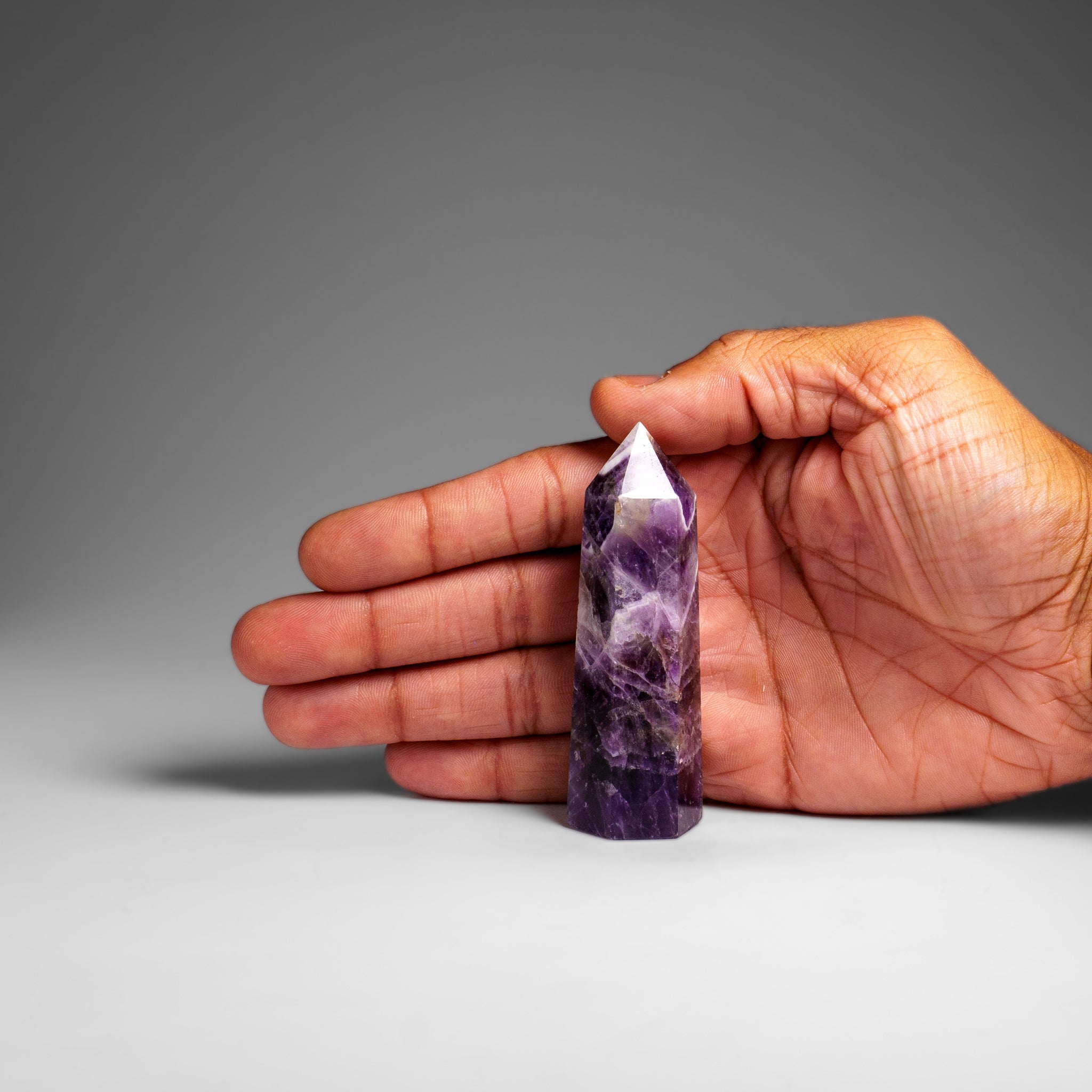 Polished Chevron Amethyst Point from Brazil (76.7 grams)