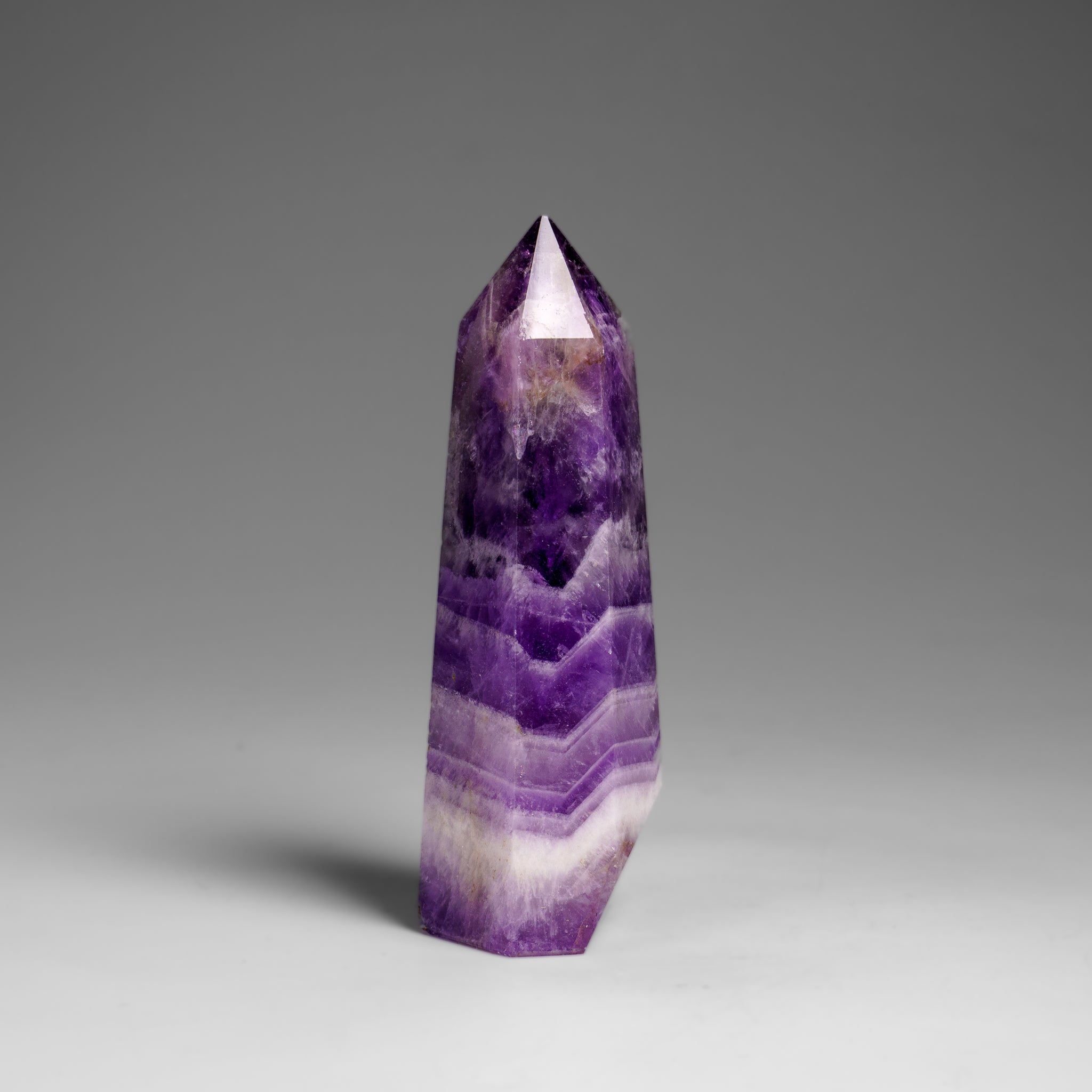 Polished Chevron Amethyst Point from Brazil (111.5 grams)