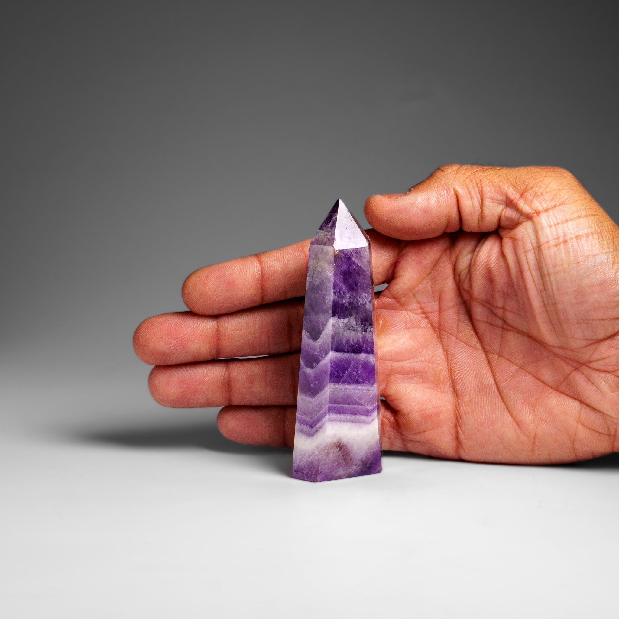 Polished Chevron Amethyst Point from Brazil (111.5 grams)