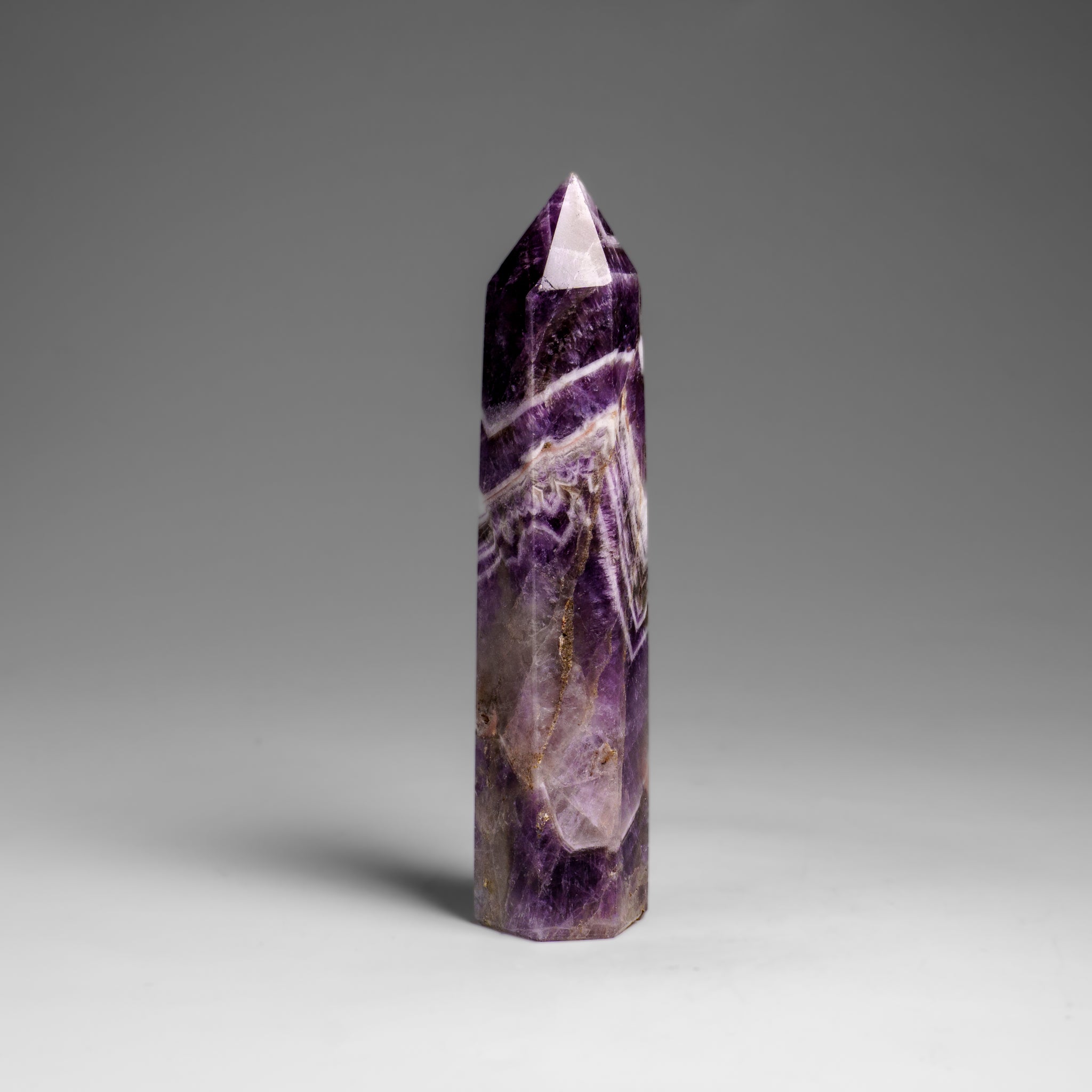 Polished Chevron Amethyst Point from Brazil (77.2 grams)