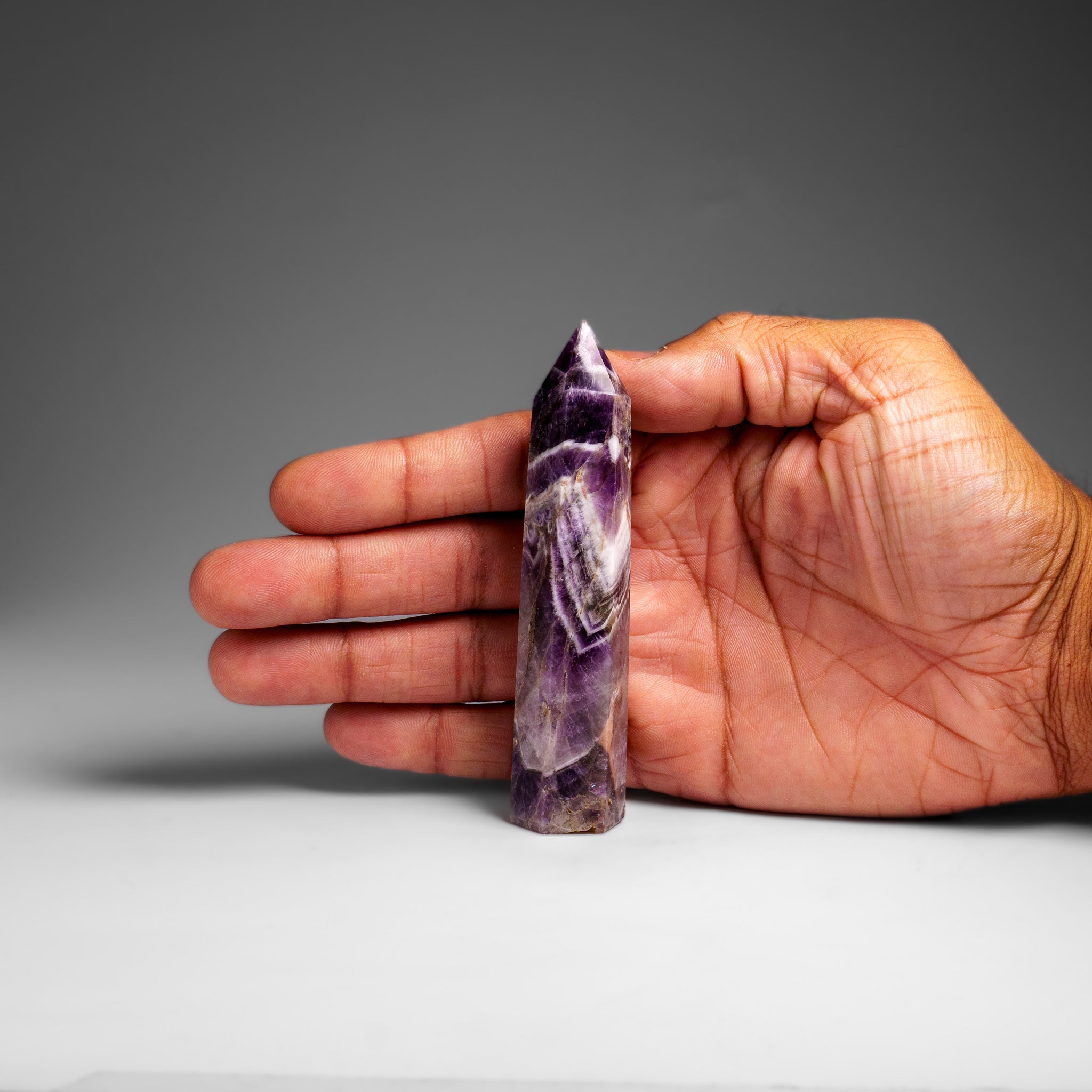 Polished Chevron Amethyst Point from Brazil (77.2 grams)