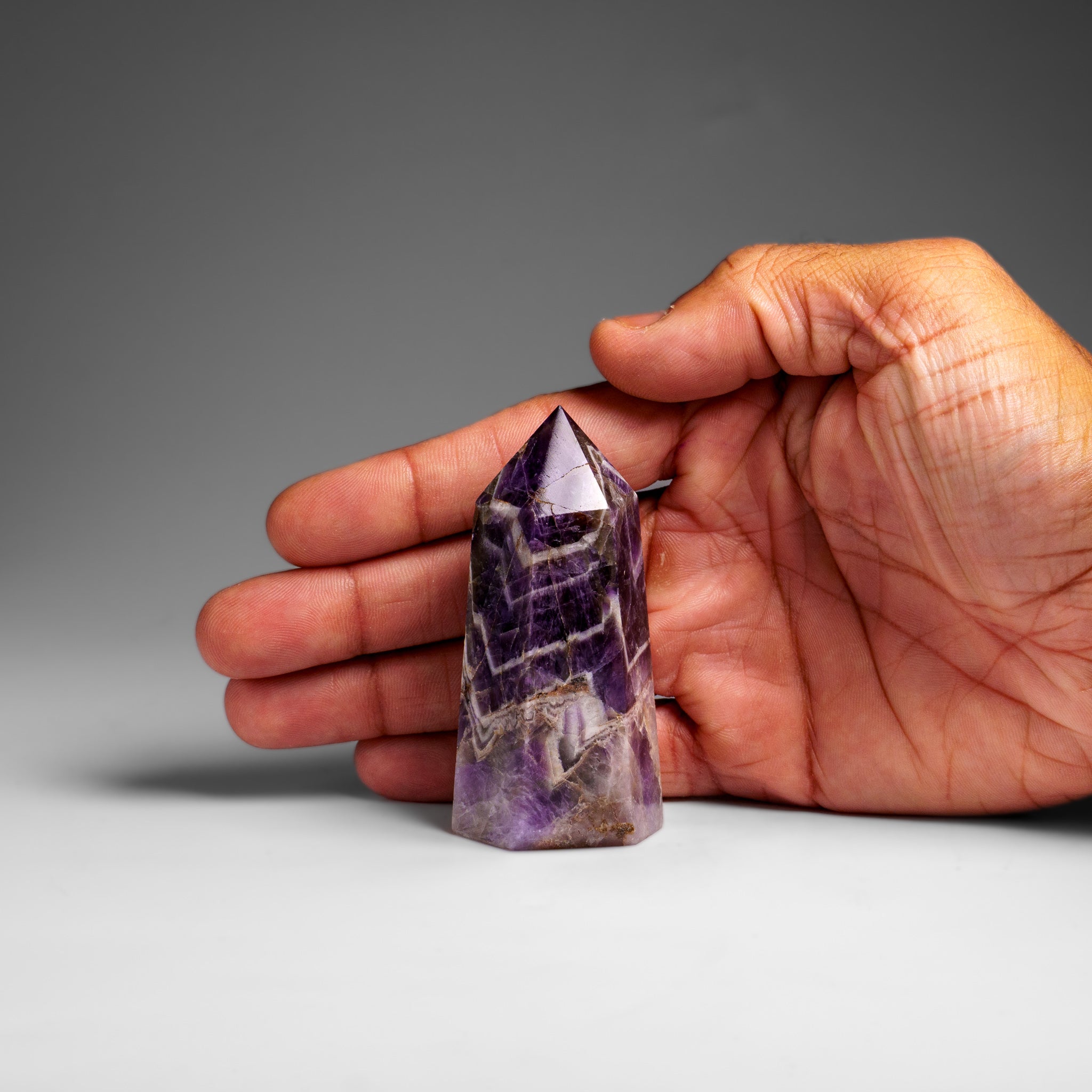Polished Chevron Amethyst Point from Brazil (119 grams)