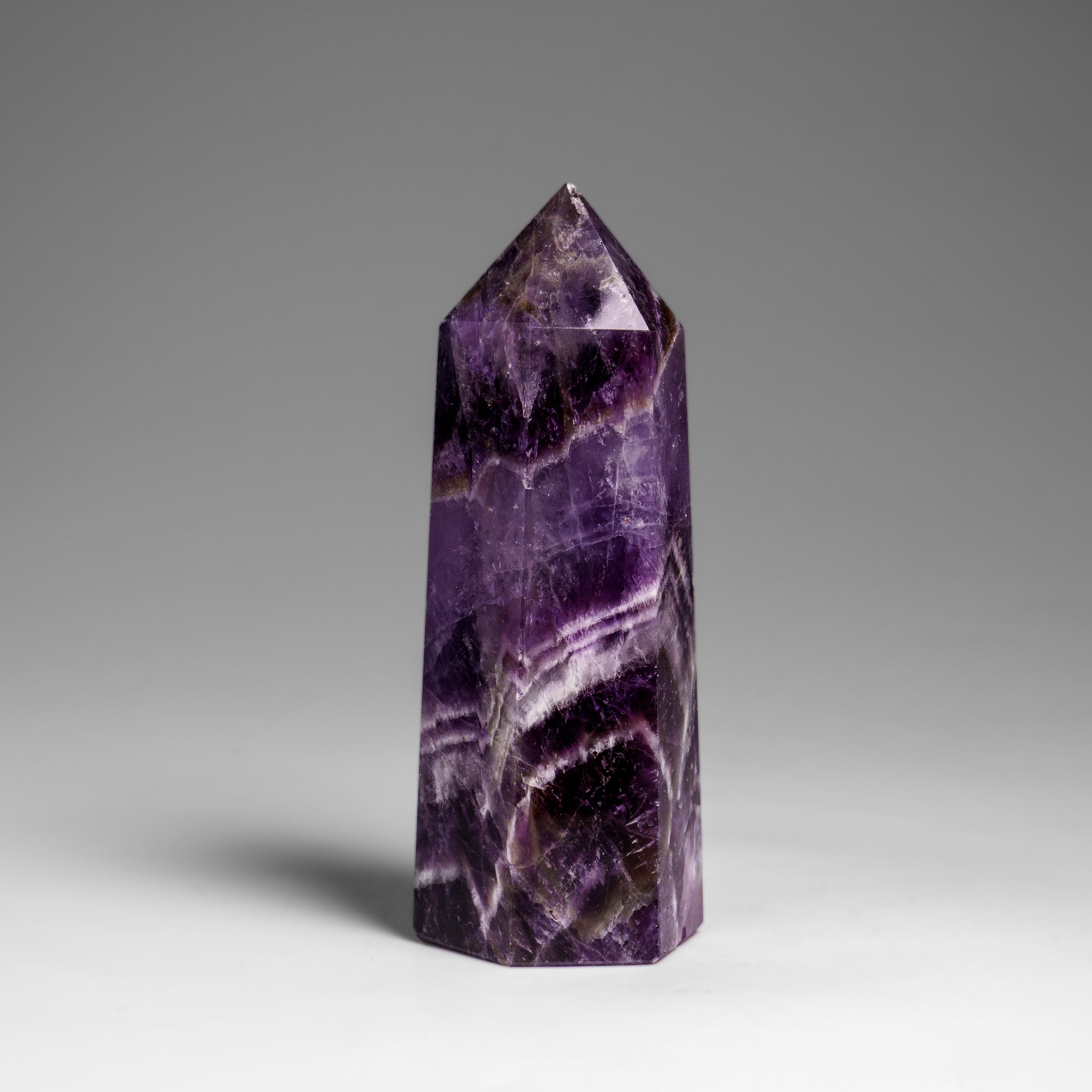 Polished Chevron Amethyst Point from Brazil (160.6 grams)
