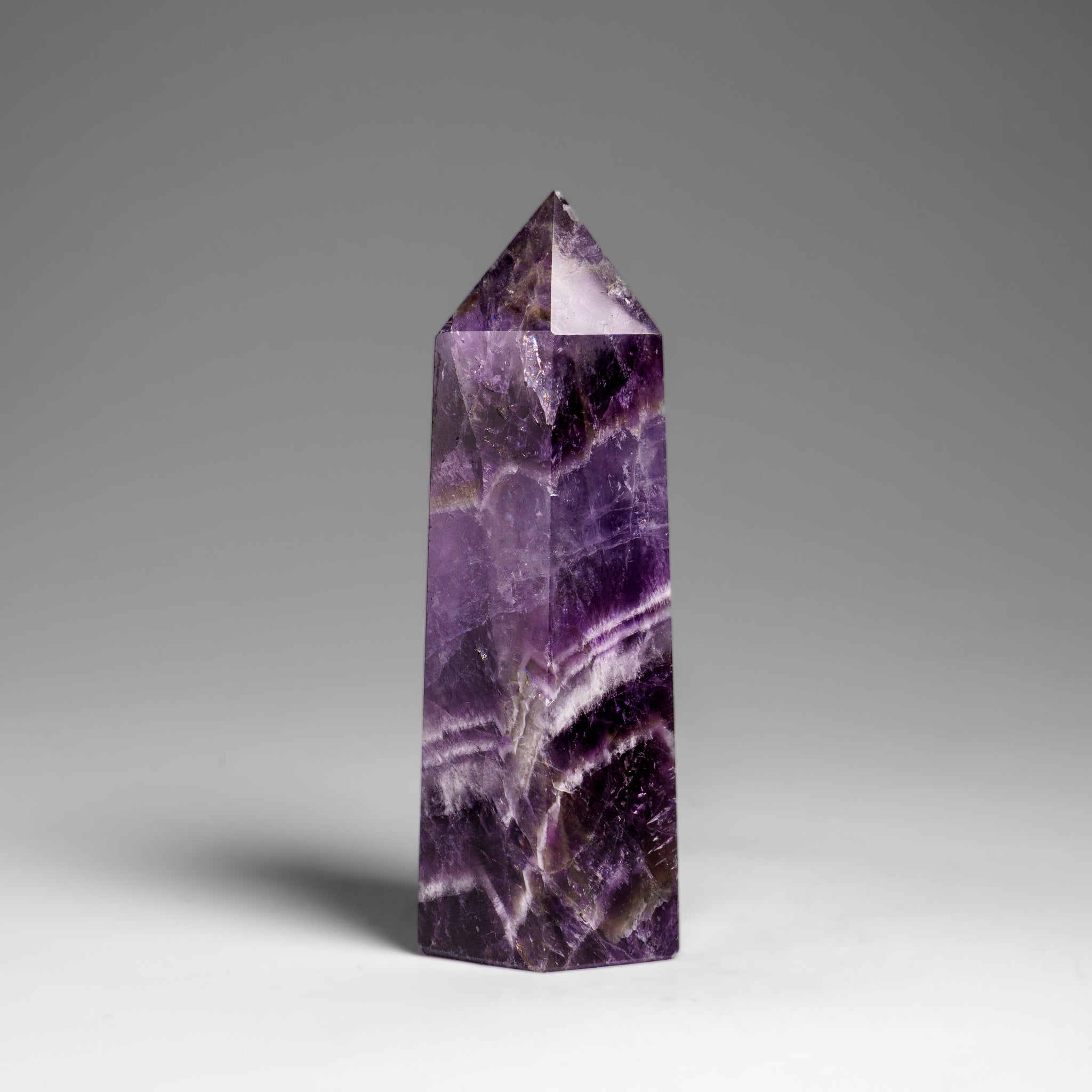 Polished Chevron Amethyst Point from Brazil (160.6 grams)