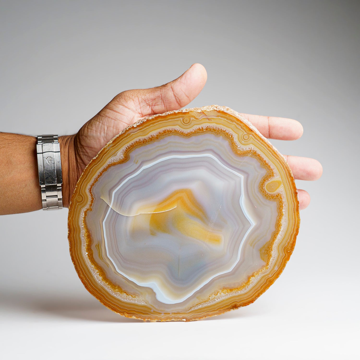 Genuine Banded "Smiley Face" Quartz Agate Slice from Brazil (298 grams)